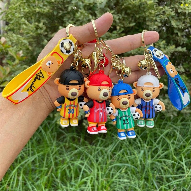 Anime Peripheral Characters Figures 3D Doll Key Ring Charm Cute Keychain  Charm Football Bear Cartoon Bag Charms Decorations DHL