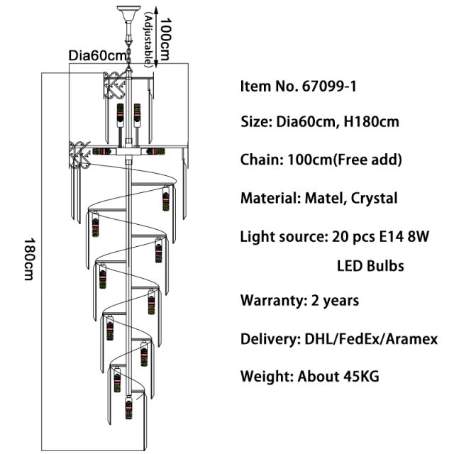 Dia60 H180cm Warm Light