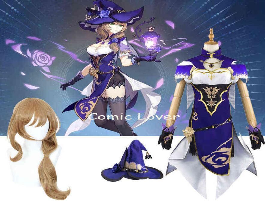 Genshin Impact Witch of Purple Rose Lisa Character Outfit Anime Roleplaying  Costumes Mature Women Cosplay Clothing J220712 J220713