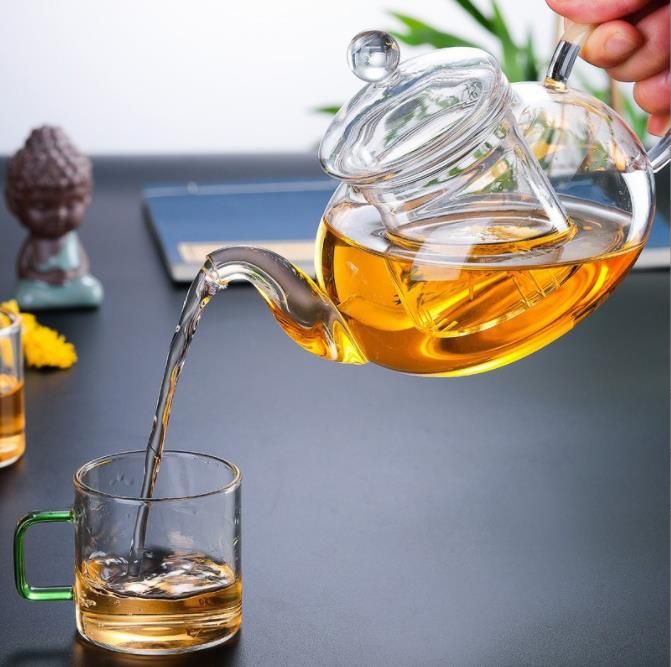 Glass Teapot With Tea Infuser, Pumpkin Shaped Pot, Heat Resistant