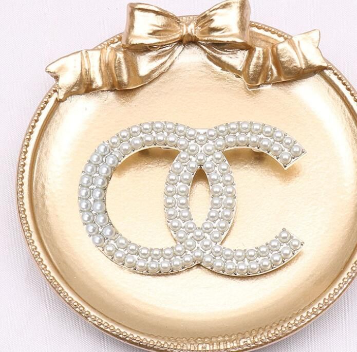 Luxury Brand Designer Double Letters Pins Brooches Women Gold
