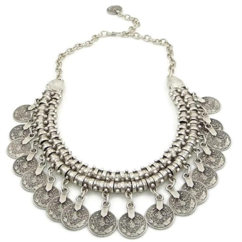 Ketten Gypsy Gold und Silber Münze Halskette Boho Damen Mode Ethnische Party Schmuck Kragen Freund Geschenk_voghion.com