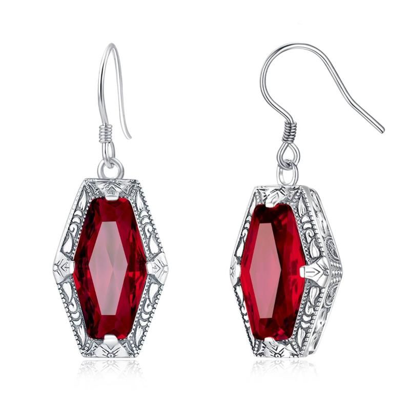 Ruby Earrings China 925 Sterling Silver