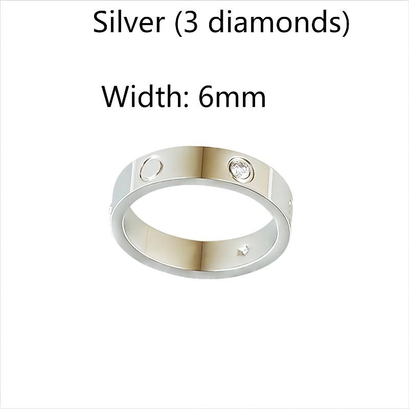 6mm silver with diamond