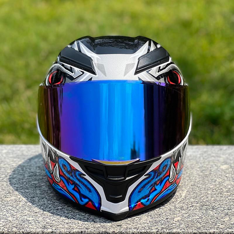 with rainbow visor