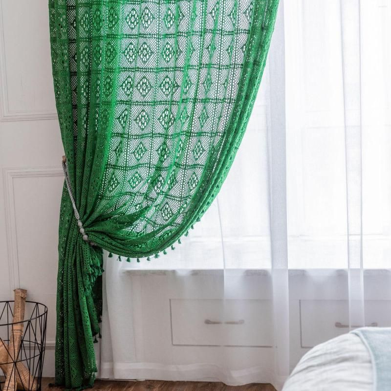 1PC green curtain