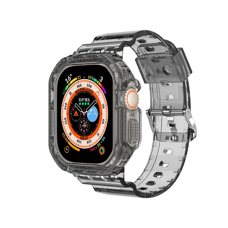 Clear Band + Case for Apple Watch Series 9 8 7 6 SE 5 49mm 45mm 44mm 42mm  41mm Transparent for iwatch 3 38mm 40mm Plastic Strap