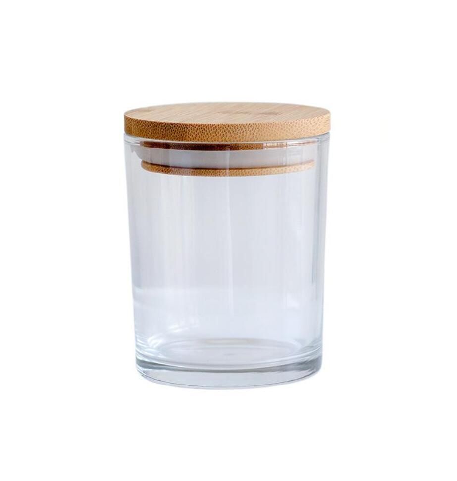 Clear with bamboo lids