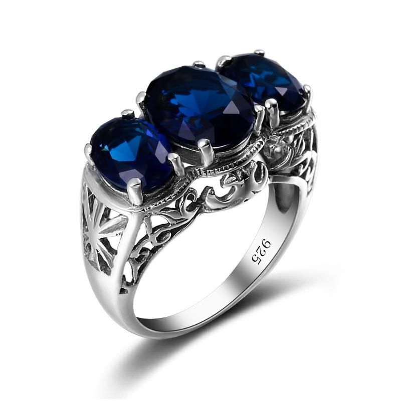 Kina Sapphire Antique Silver