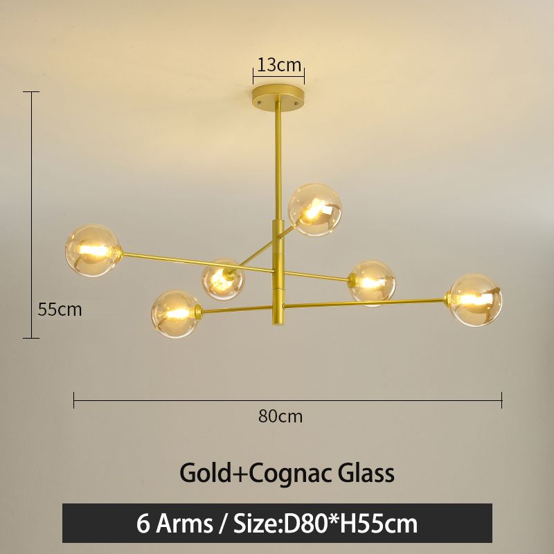 6 Arms Gold Cognac China Warm white bulb