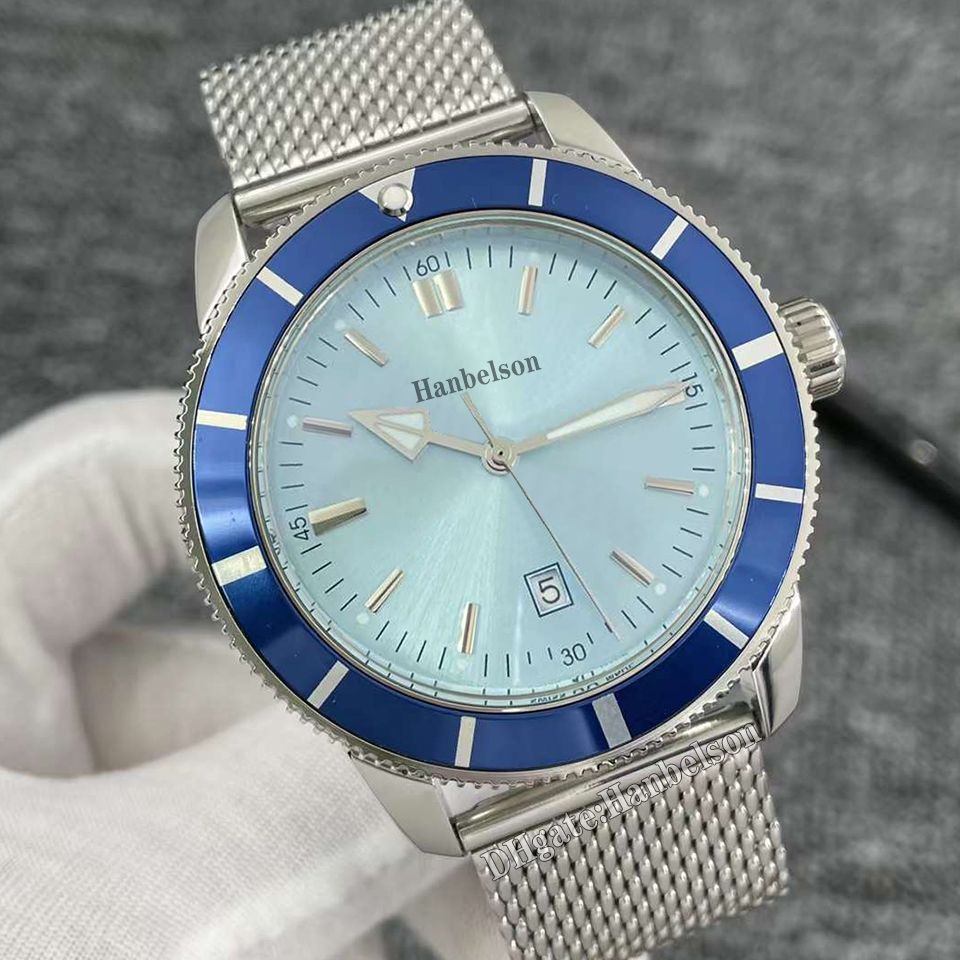 Blue dial metal mesh band