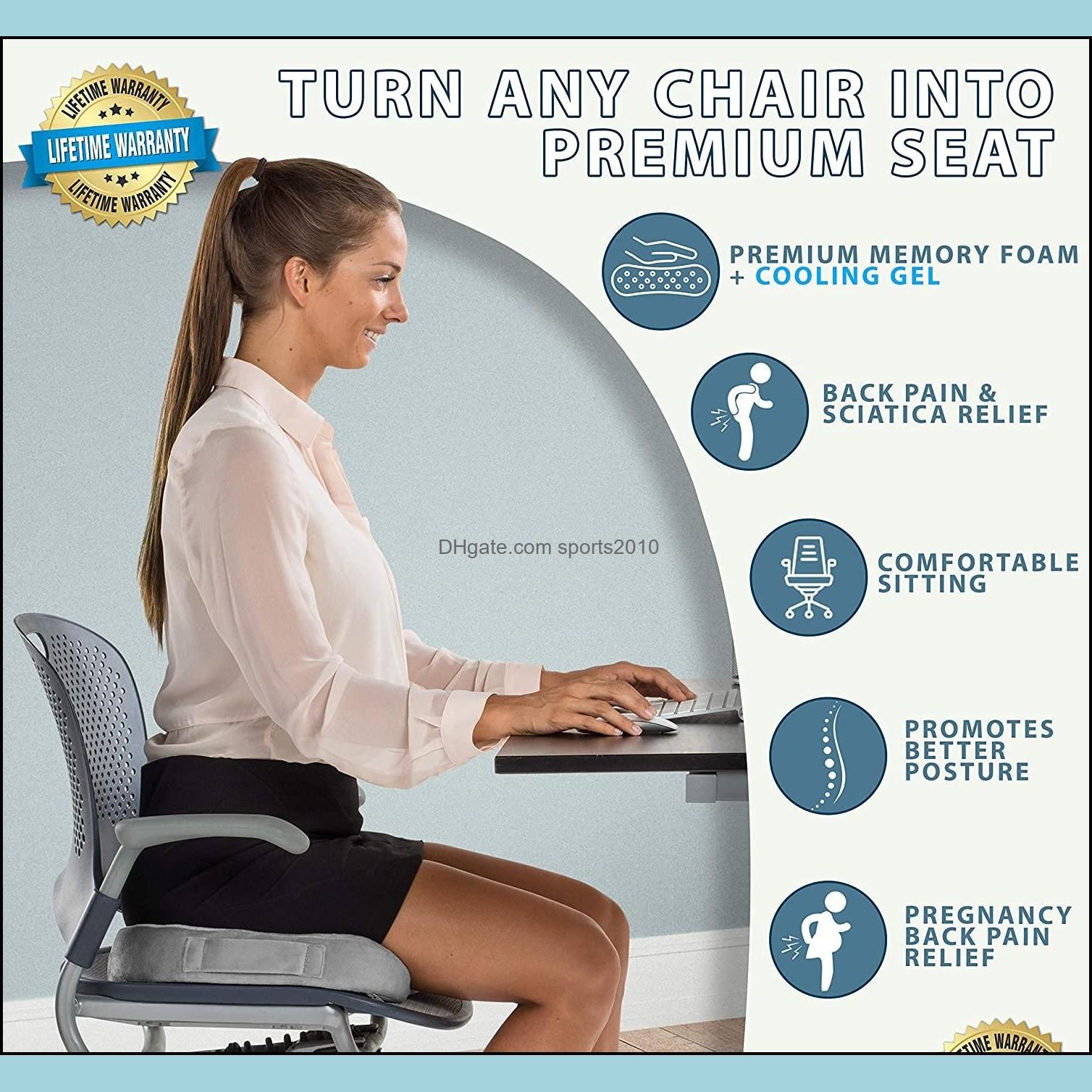 Gel Enhanced Seat Cushion, Non-Slip Orthopedic Gel & Memory Foam Cushion  for Tailbone Pain, Office Chair Car Seat Cushion, Sciatica & Back Pain  Relief