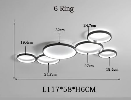 6 ring 117CM Black mixed white Dimming