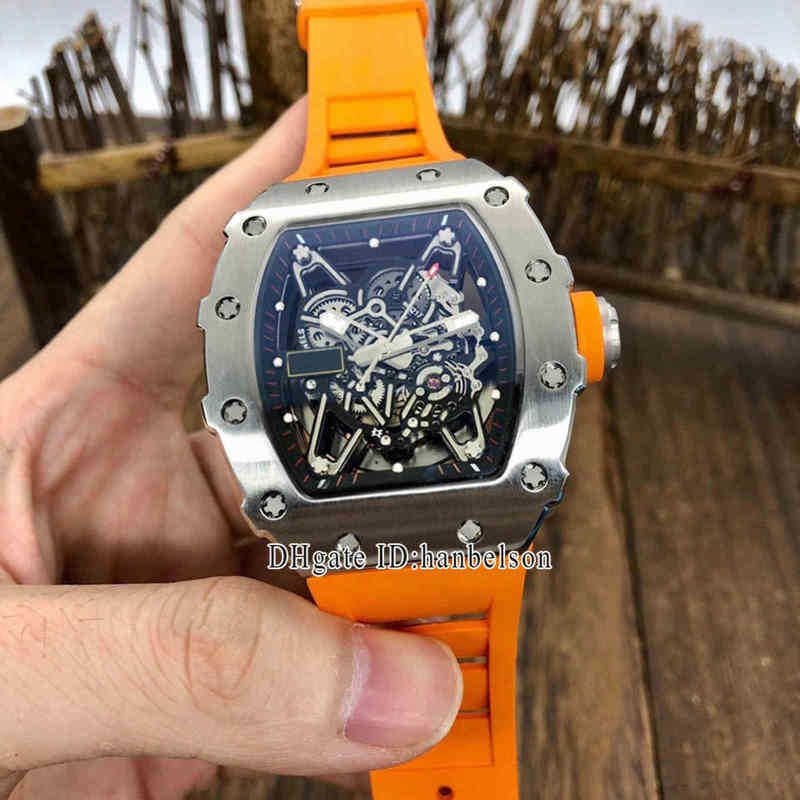 silver case (orange strap)