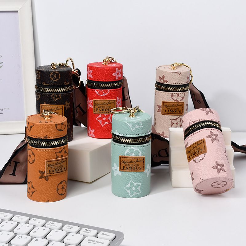 Designer Letter Bag Keychains Rings Silk Scarf Lipstick Holder Key Chains  Fashion PU Leather Purse Pendant Car Keyrings Charm Brown Flower Trinkets  Gifts For Women From Yambags, $3.24