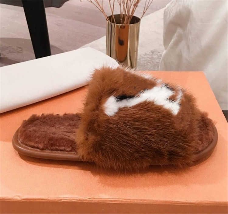 Slippers Slip On Mules 35 42 Luxurious Mink Fur Soft Flat Open Toe