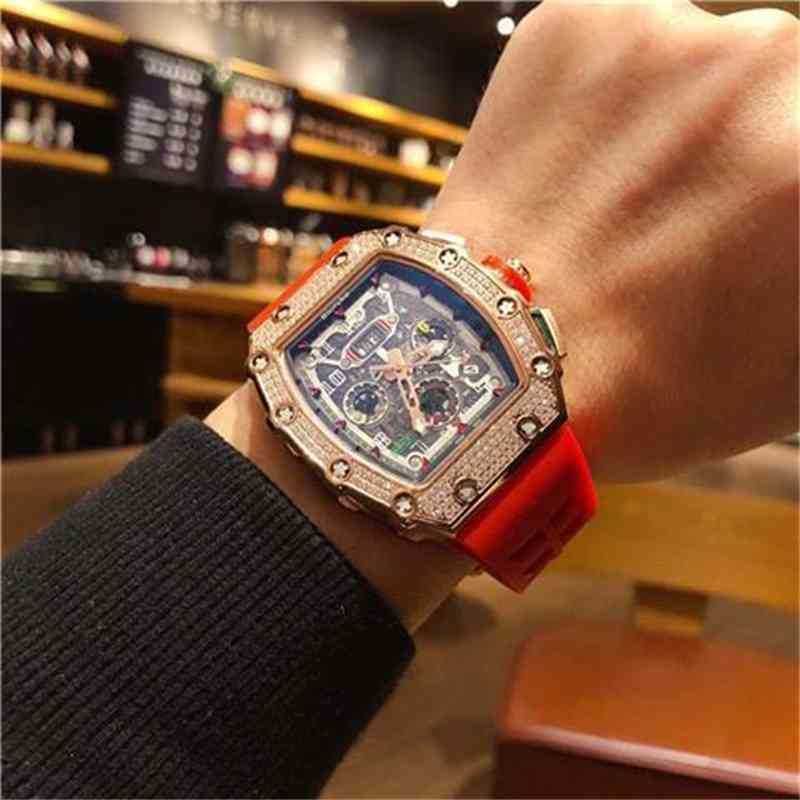 rose gold case red strap