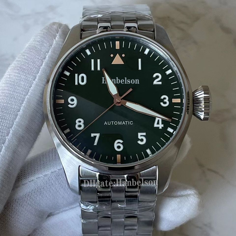 Green dial rose gold steel strap