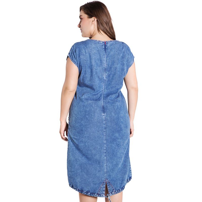 Miaoke Summer Ladies Plus Dize Denim Dress Для Женской Одежды Круглые  Карманы Элегантные 4xl 5xl 6xl Платье Для Вечеринки J190529 От 2 308 руб. |  DHgate