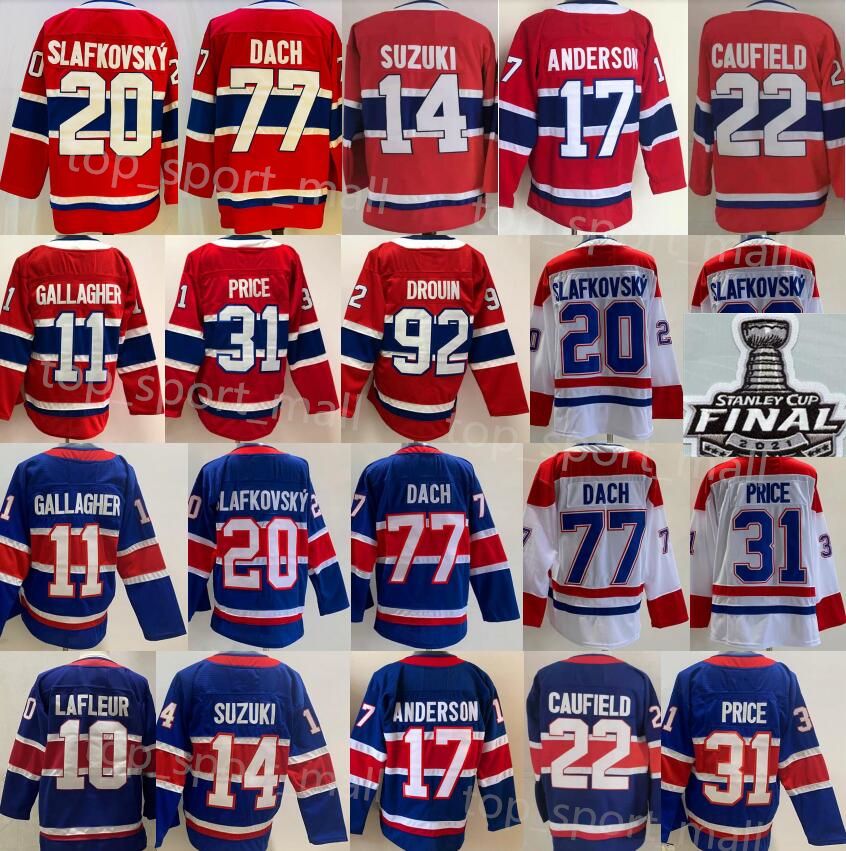 Montreal Hockey Canadiens 22 Cole Caufield Jersey 20 Juraj