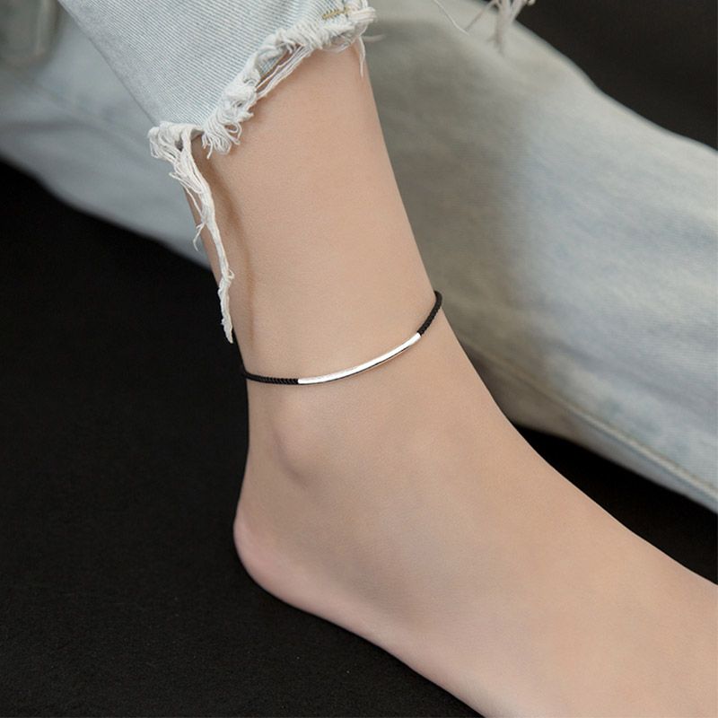 svart silver anklet