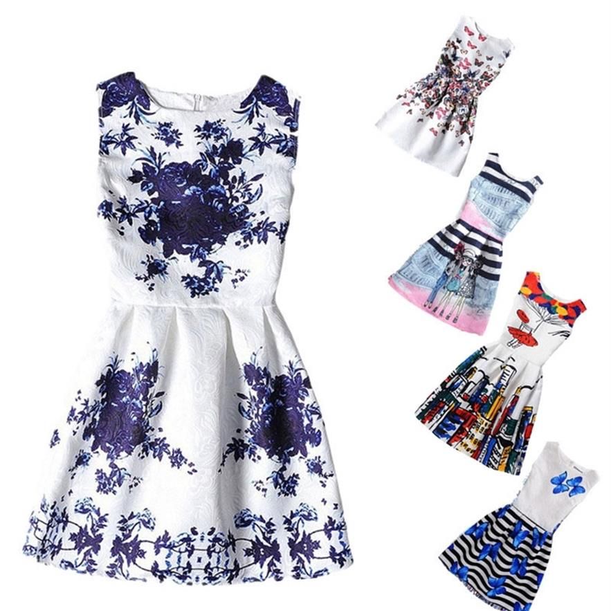 Vestidos para niños de verano para niñas mariposas flores impresas sin mangas, vestidos de niña casual, Vestidos para niños de verano para niñas mariposas flores impresas sin mangas, vestidos de niña casual,