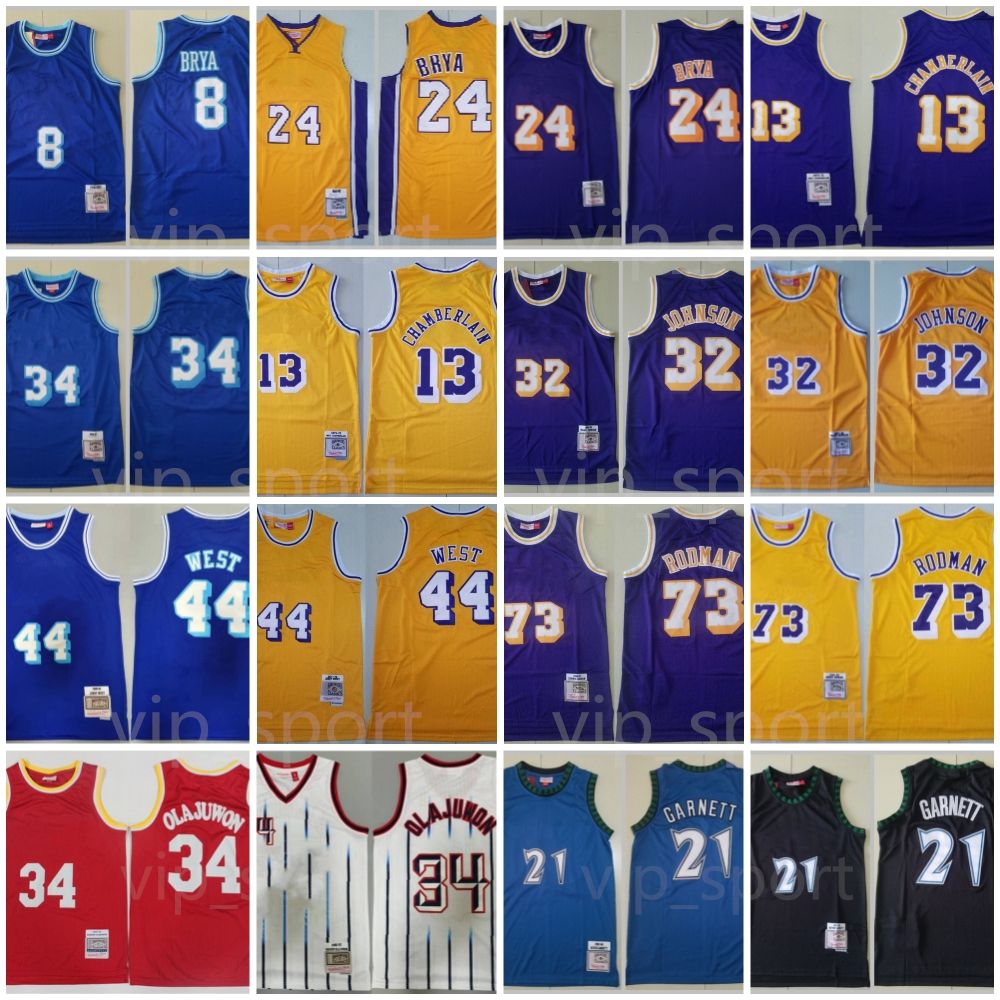 NBA_ ''nba''JerseysLos''Angeles''Lakers''Basketball jersey 24BRYANT Wilt  Chamberlain 13 Dennis Rodman 73 Jerry West 44 Johnson 32 33 34 