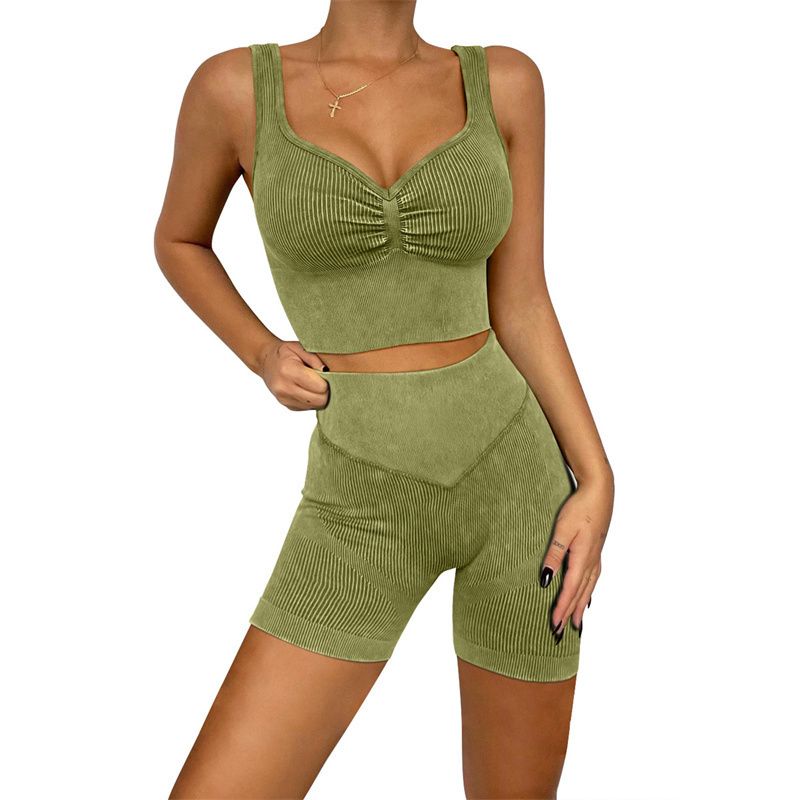 green bra short set