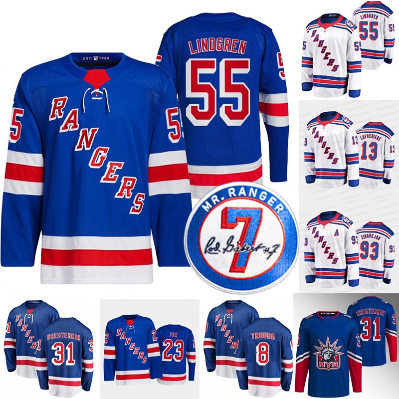 Ryan Lindgren NY Reverse Retro Jersey Rangers Adam Fox Igor Shesterkin