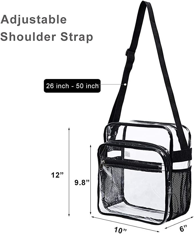 12 Pcs Clear Stadium Bag Approved Purse Bulk for Women See Through Clear  Crossbody Bags for Stadium Transparent Security Messenger Handbag for Work