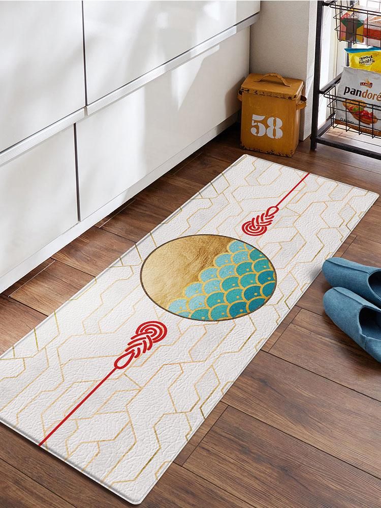 Leaves Pattern Kitchen Carpet Waterproof Oilproof Home Entrance