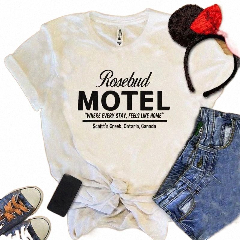 funny Motel Women Shirt Cute Rose Girls Print T-shirt Home Ladys Comfort  Tops Simple Letter Female Vacation Tee Women's Y5V6#
