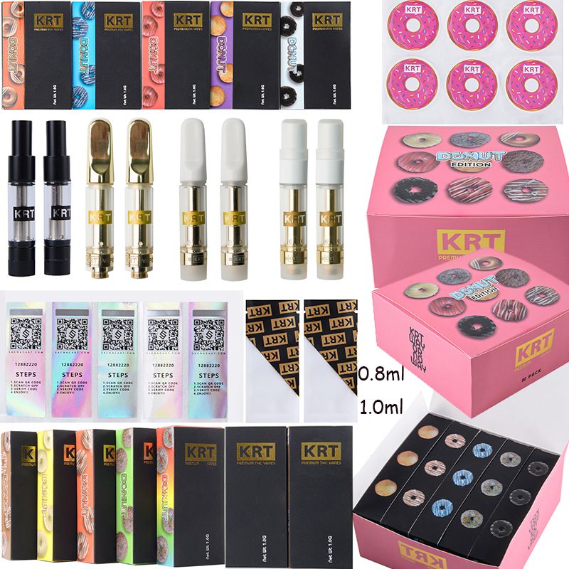 Wholesale 0.8ml 1.0ml KRT Atomizers Donut Edition Vape Cartridges Glass