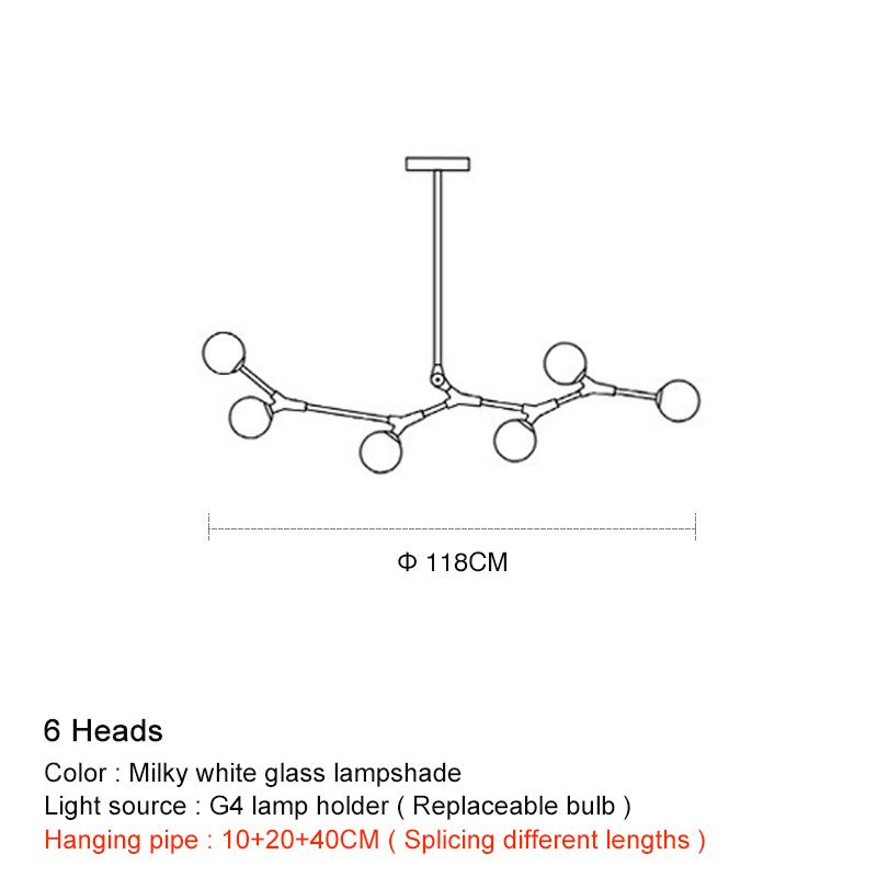 6 teste Pipe nera 10 20 40 cm Caldo bianco