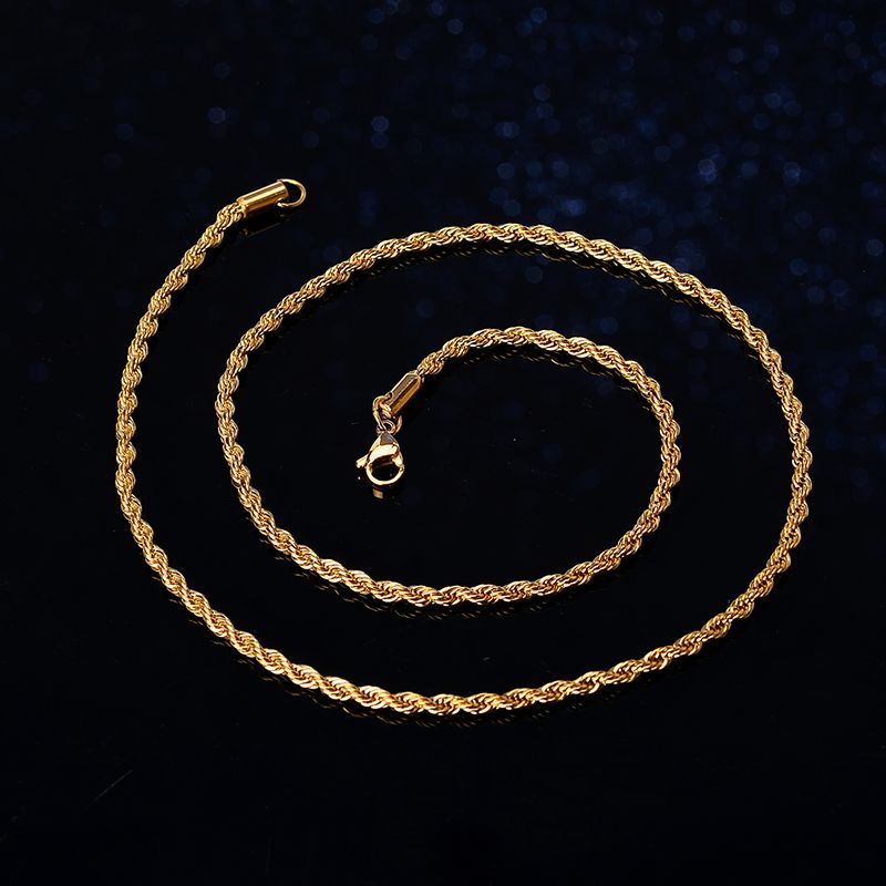 Catene Collane Per Uomo Donna Catena Corda Intrecciata Acciaio Inossidabile Oro Argento Colore Gioielli Sul Collo K- Accessori_voghion.com