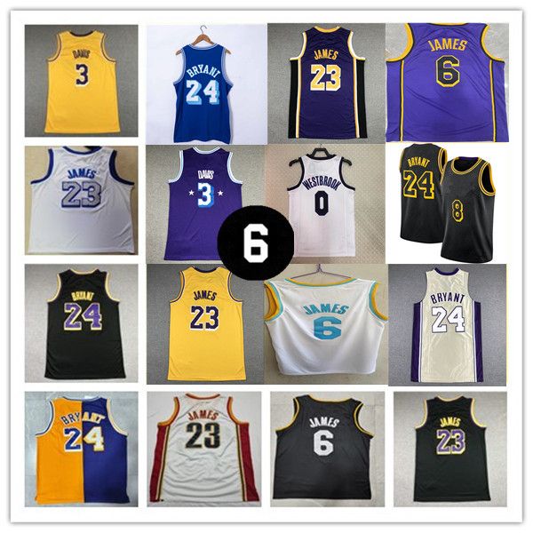 2023 LA Basketball Jerseys LeBron 23 6 James 8 24 KB BRYANT Mamba Anthony 3  Davis Russell 0 Westbrook Uniforms Stitched Size S XXL From Gemma_yong,  $13.69