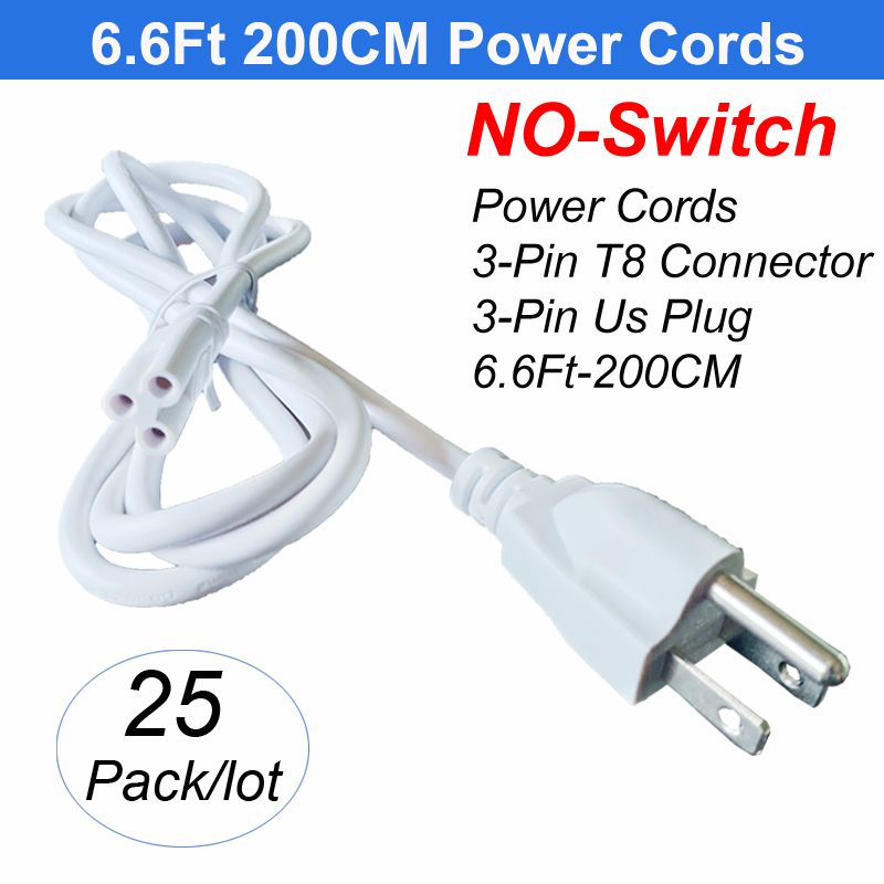 3Pin 6.6Ft 200cm Power Cords NO Switch