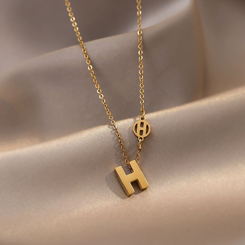 Gold H ketting 45 cm