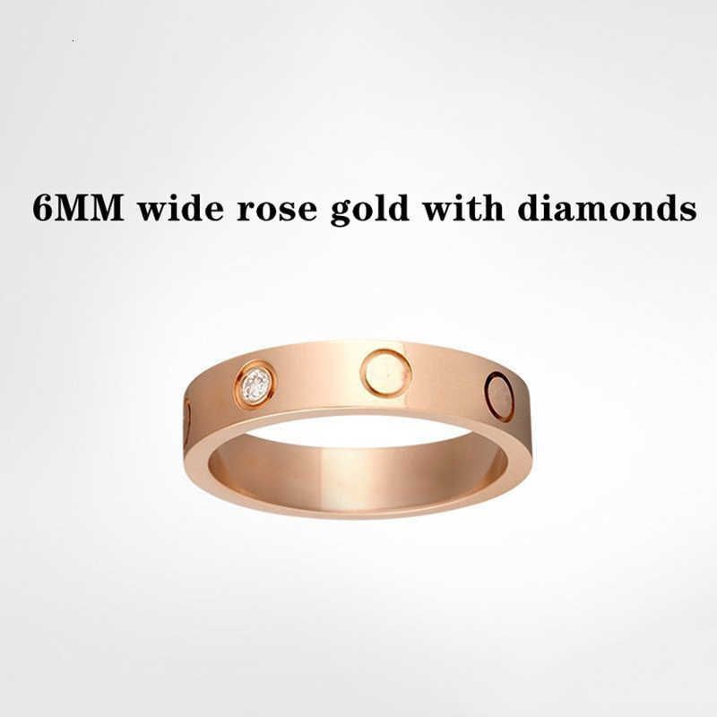 Or rose de 6 mm de large avec des diamants