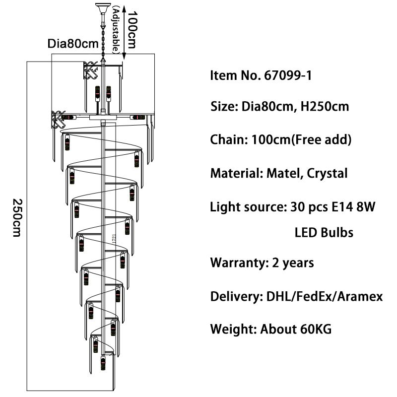 Dia80 H250cm Warm light(3000K) Not