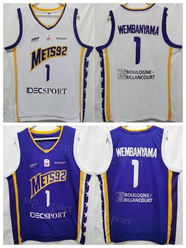 Retro Vintage mets92 #1 Wembanyama Basketball Jersey Stitched