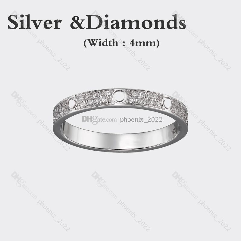 Silver (4mm) -Diamonds Love Bague