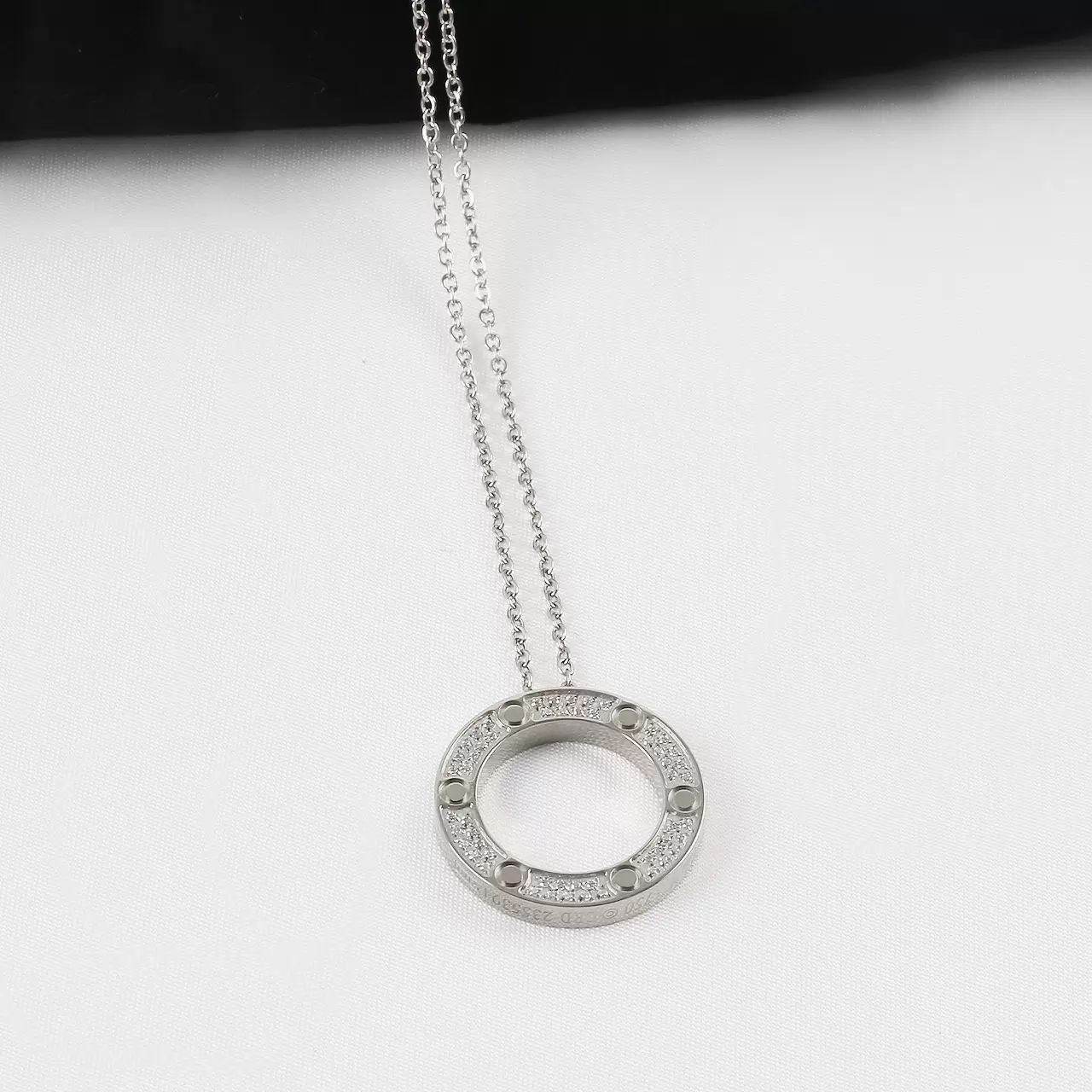 Silver full diamond necklace