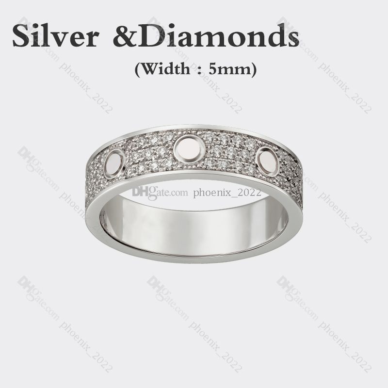 Gümüş (5mm) -diamonds aşk yüzüğü