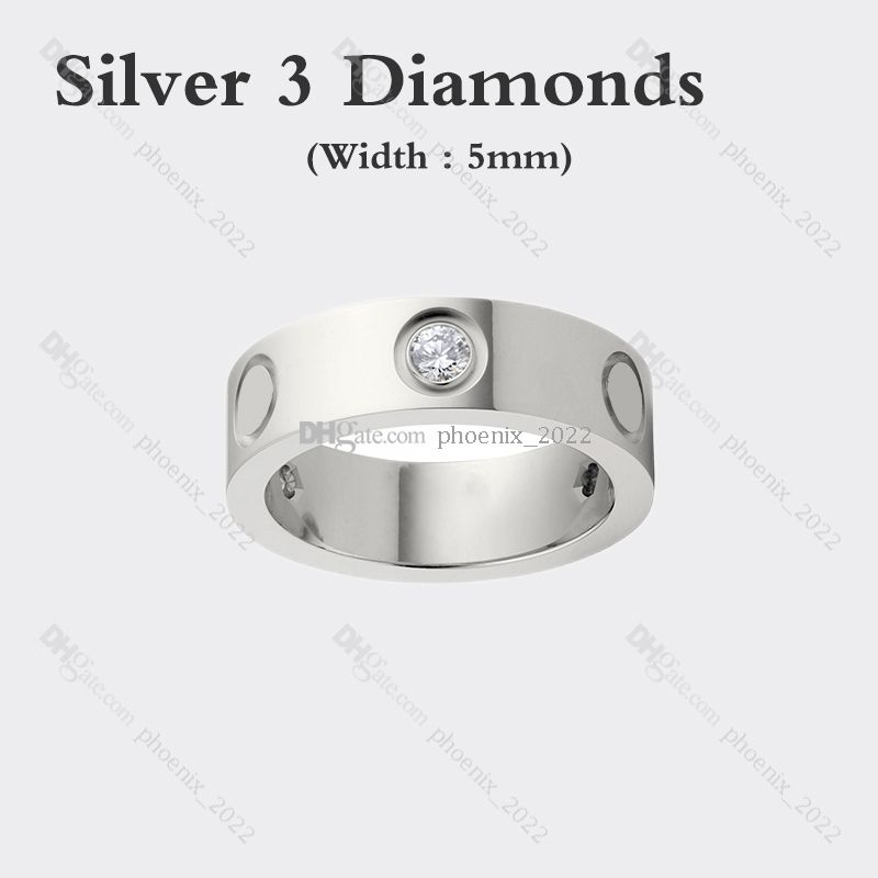 Argent (5mm) -3 diamant
