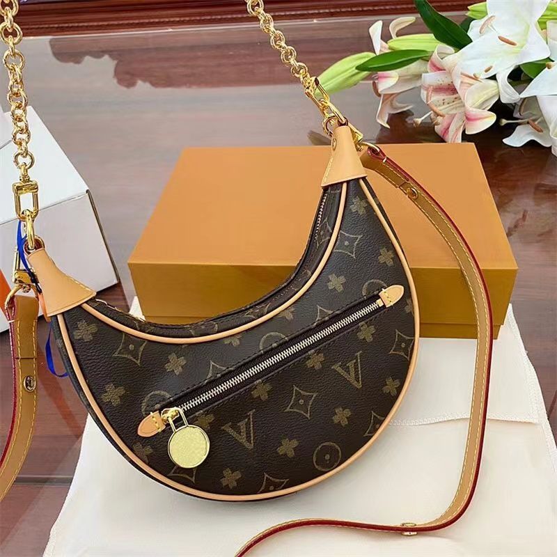 Louis Vuitton LOOP Monogram Gold Chain Half Moon Crossbody Shoulder Bag  M81098