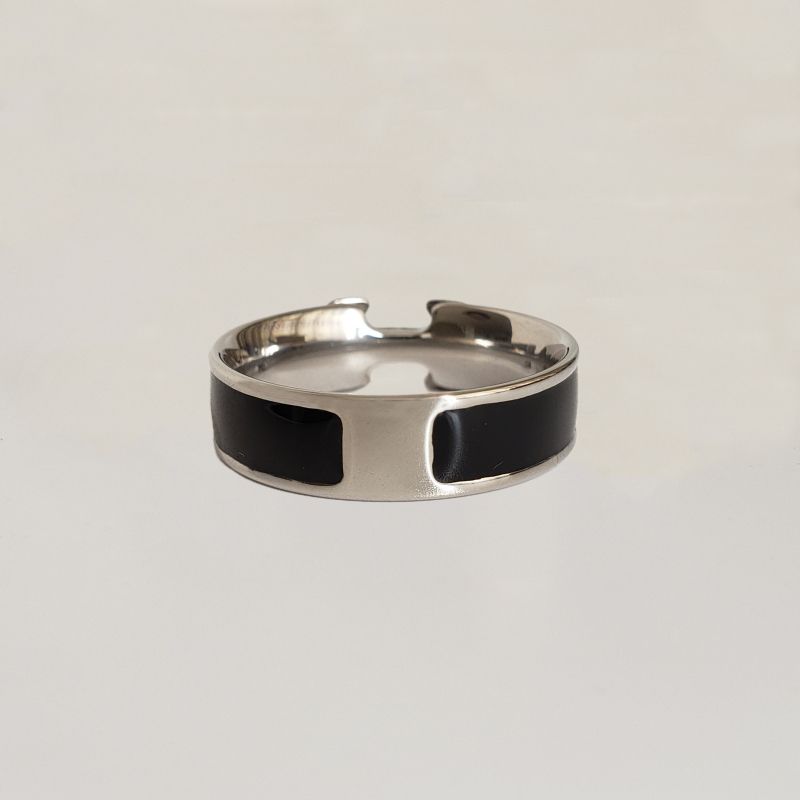 6MM wide silver with black