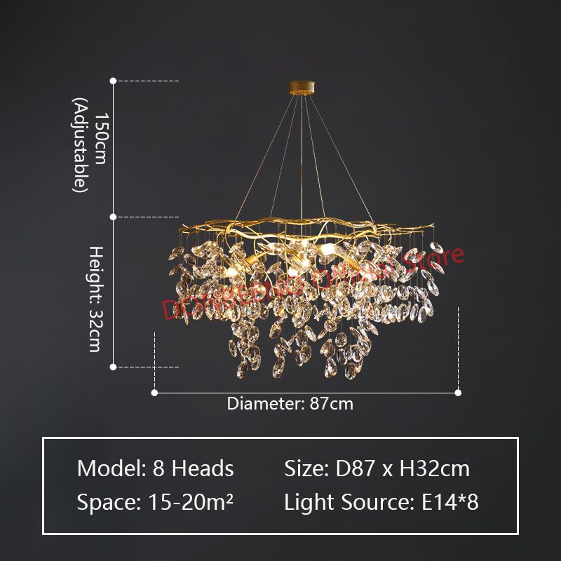 8 teste Diameter87 cm Luce calda