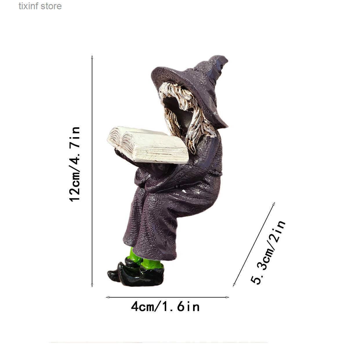 T250904 Halloween Witch Reading Book Resin Statue . - Image 5