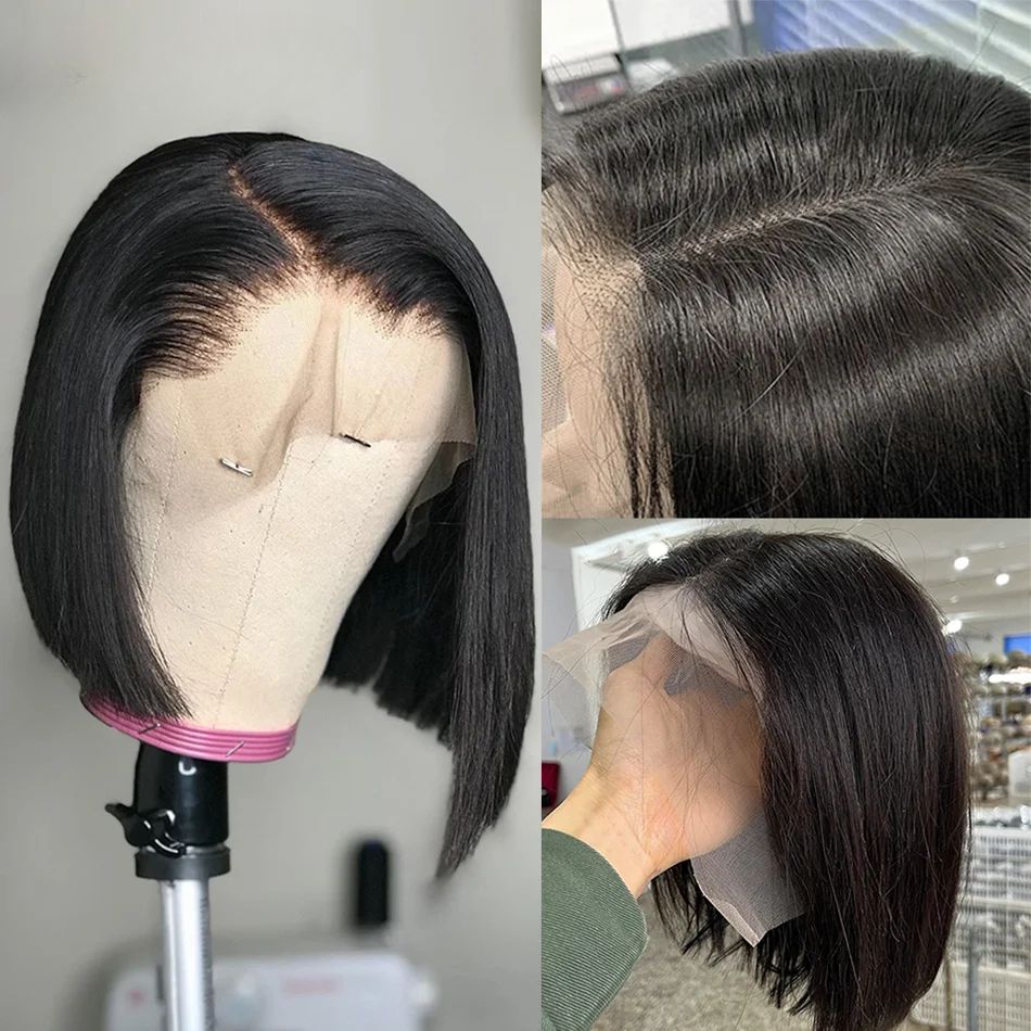 Brazilian 13x4 Hd Lace Frontal Wig Short Human Hair Wig view 3